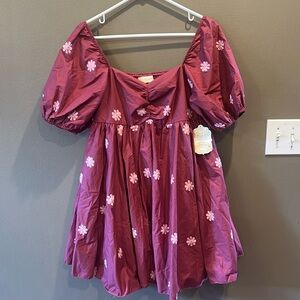 ALTAR'D STATE Crush Berry Puff Sleeve Mini Dress size medium NWT
